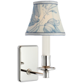 Tara 11" Sconce | Polished Nickel | Schumacher Delft Toile De Fleurs Bell Empire Shade