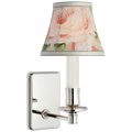 Tara 11" Sconce | Polished Nickel | Schumacher Blush Salisbury Chintz Bell Empire Shade