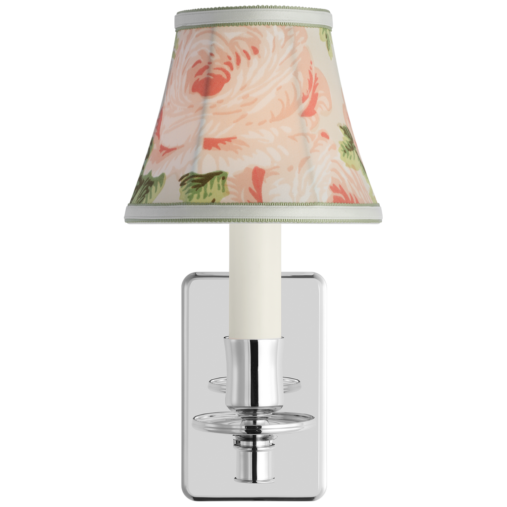Tara 11" Sconce | Polished Nickel | Schumacher Blush Salisbury Chintz Bell Empire Shade