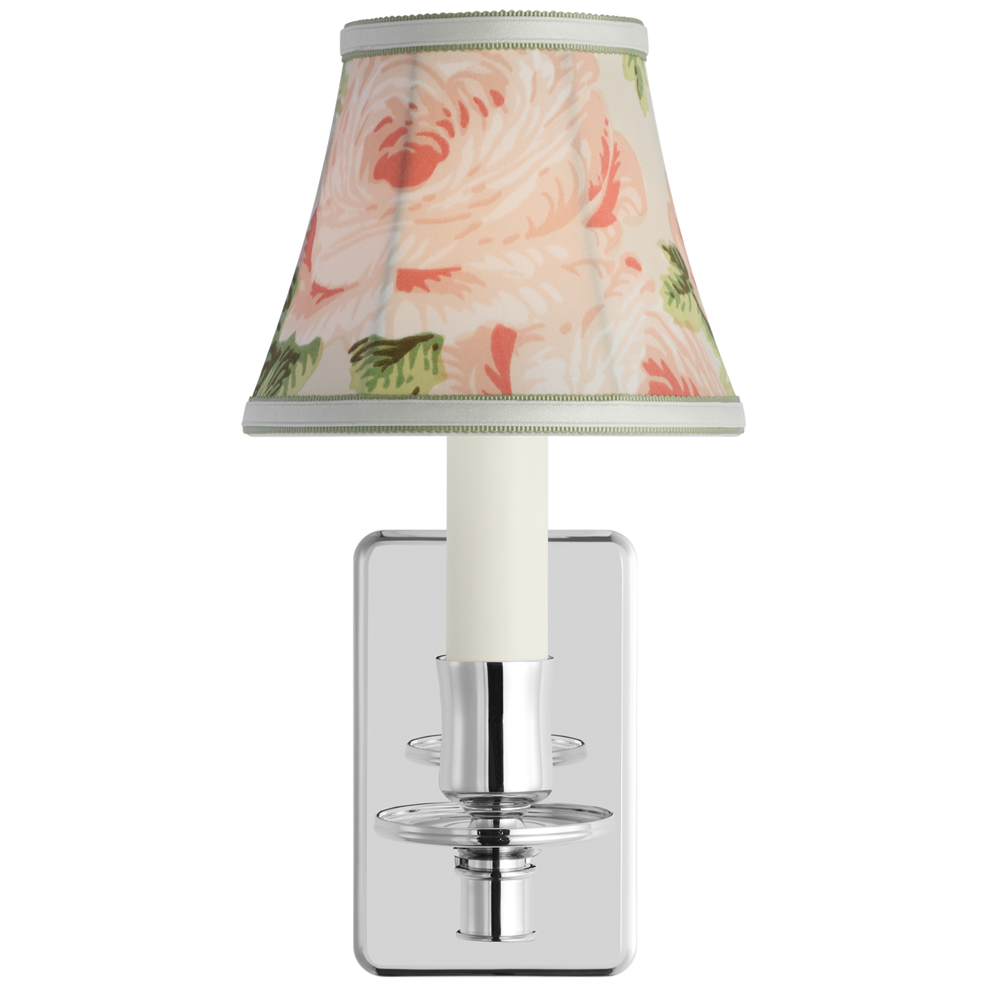 Tara 11" Sconce | Polished Nickel | Schumacher Blush Salisbury Chintz Bell Empire Shade