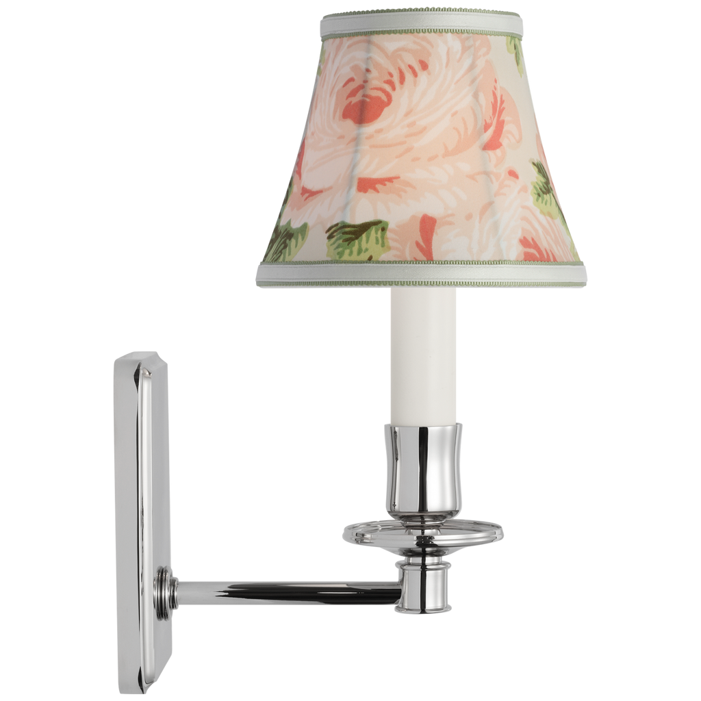 Tara 11" Sconce | Polished Nickel | Schumacher Blush Salisbury Chintz Bell Empire Shade
