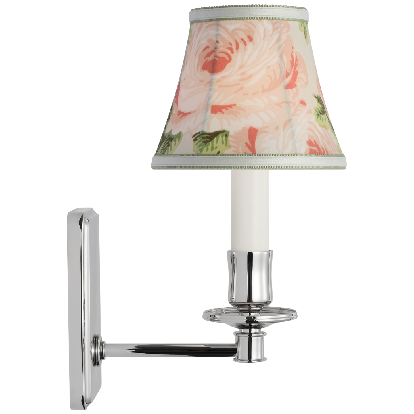 Tara 11" Sconce | Polished Nickel | Schumacher Blush Salisbury Chintz Bell Empire Shade