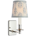 Tara 12" Sconce | Polished Nickel | Schumacher Blue Aditi Soft Empire Shade