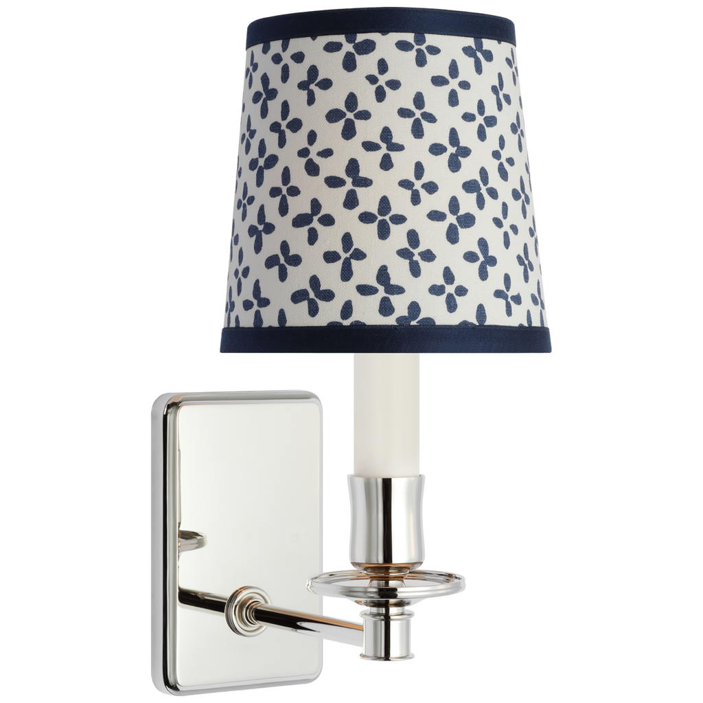 Tara 12" Sconce | Polished Nickel | Schumacher Blue Emerson Empire Shade