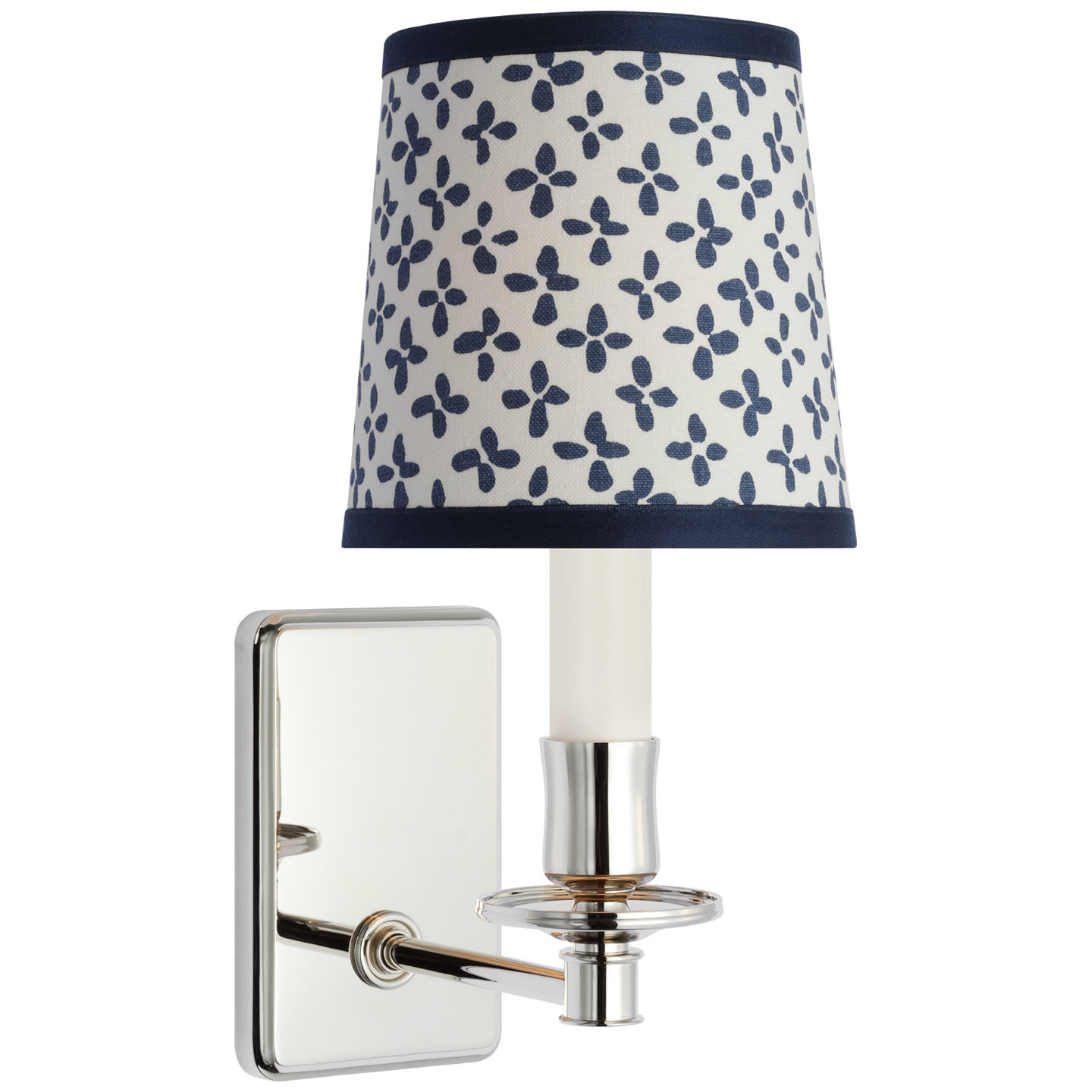 Tara 12" Sconce | Polished Nickel | Schumacher Blue Emerson Empire Shade