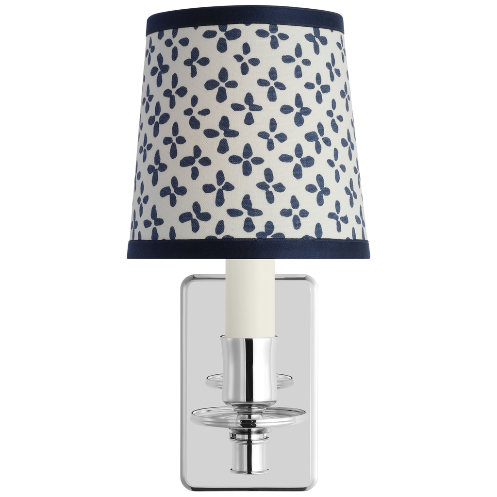 Tara 12" Sconce | Polished Nickel | Schumacher Blue Emerson Empire Shade