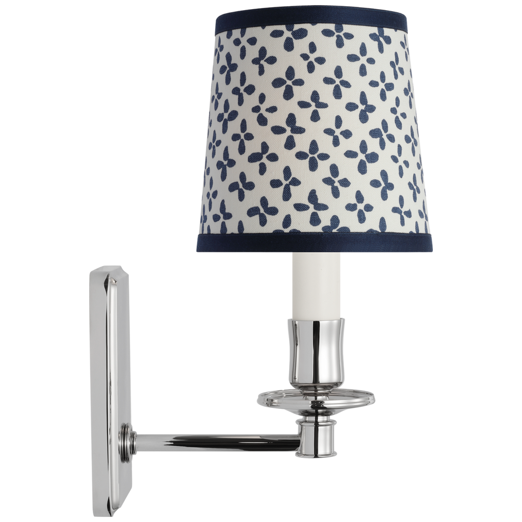 Tara 12" Sconce | Polished Nickel | Schumacher Blue Emerson Empire Shade