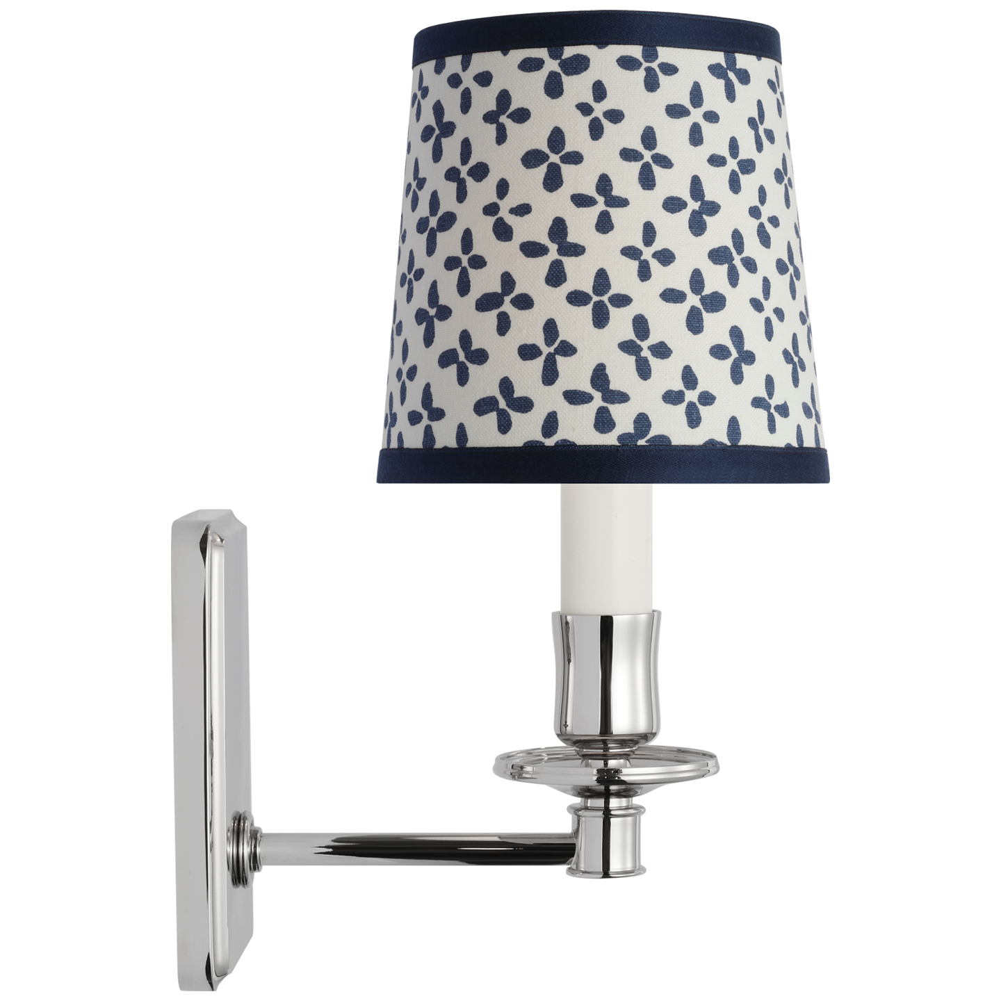 Tara 12" Sconce | Polished Nickel | Schumacher Blue Emerson Empire Shade