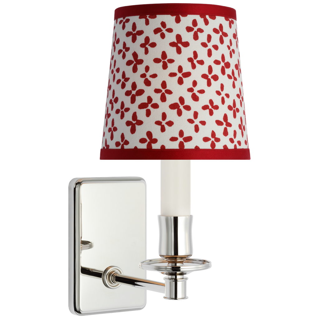 Tara 12" Sconce | Polished Nickel | Schumacher Red Emerson Empire Shade