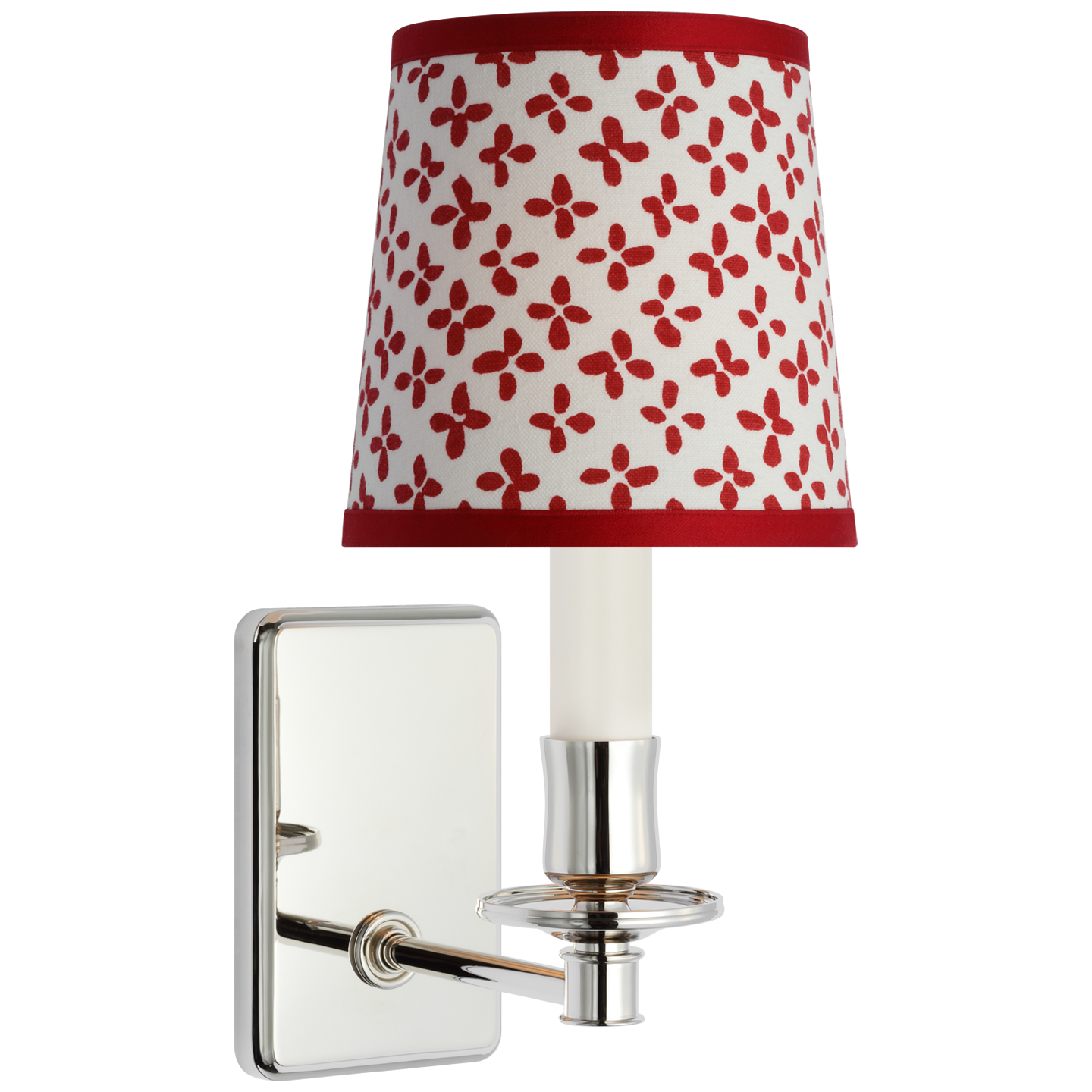 Tara 12" Sconce | Polished Nickel | Schumacher Red Emerson Empire Shade