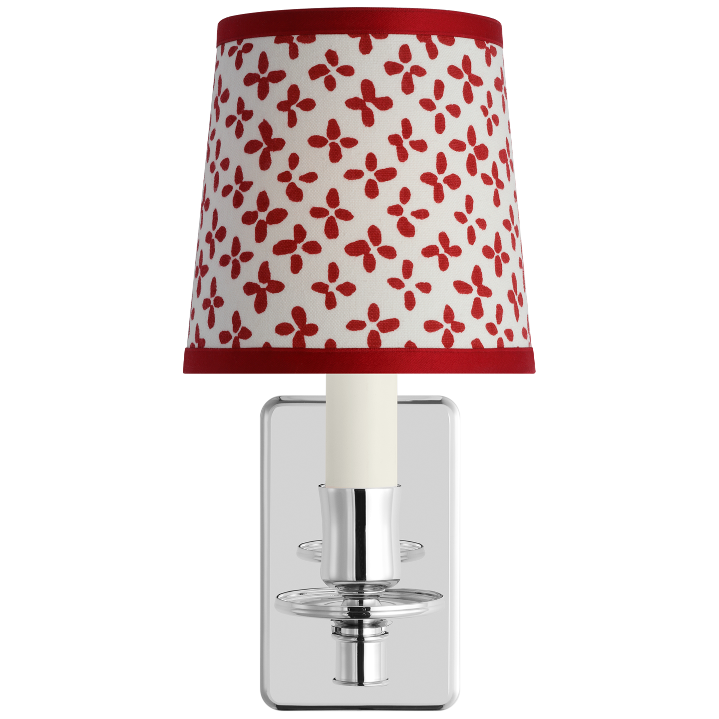 Tara 12" Sconce | Polished Nickel | Schumacher Red Emerson Empire Shade
