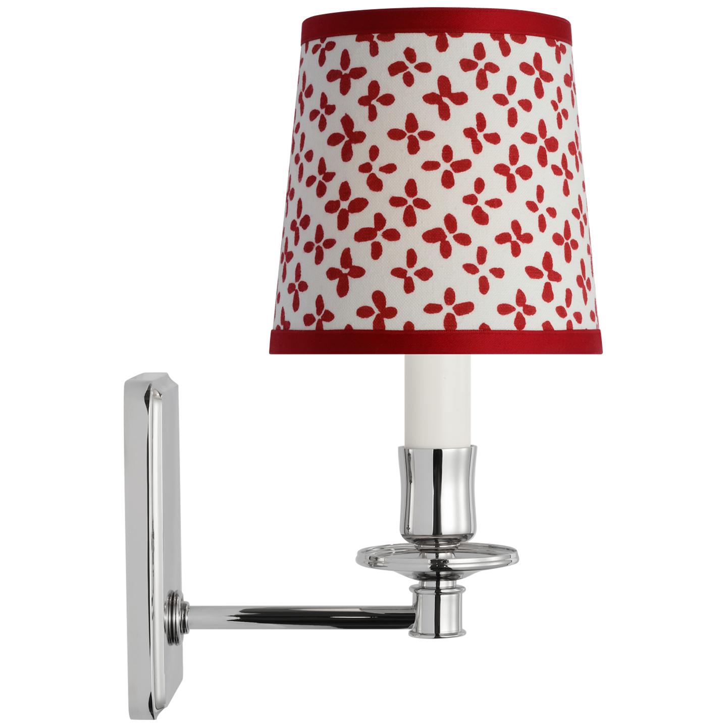 Tara 12" Sconce | Polished Nickel | Schumacher Red Emerson Empire Shade