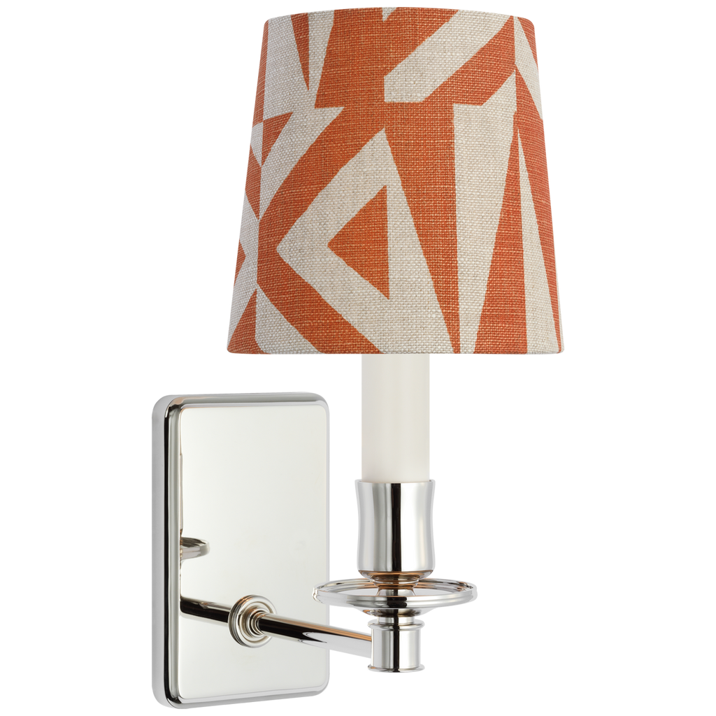 Tara 12" Sconce | Polished Nickel | Schumacher Brick Amero Empire Shade