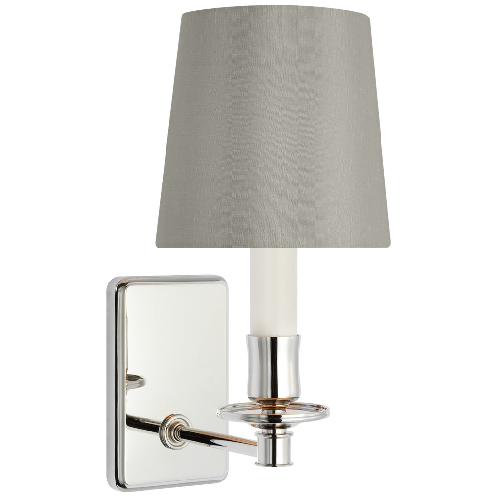 Tara 12" Sconce | Polished Nickel | 5 | 5" Mist Silk Empire Shade