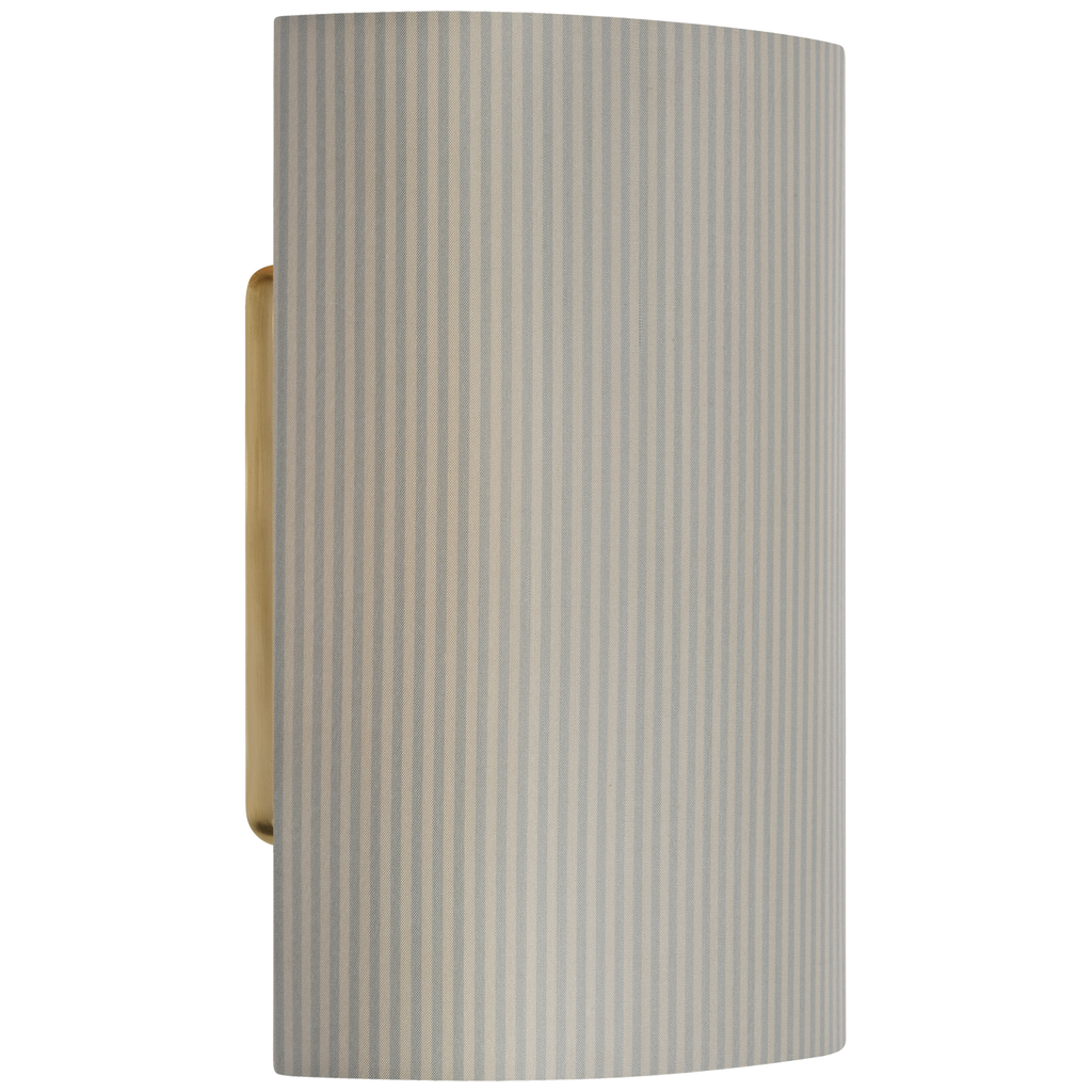 Maeve 8" Shield Sconce | Hand-Rubbed Antique Brass | Schumacher Blue Charee Stripe Shield