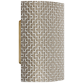 Maeve 8" Shield Sconce | Hand-Rubbed Antique Brass | Schumacher Dove Soho Weave Shield