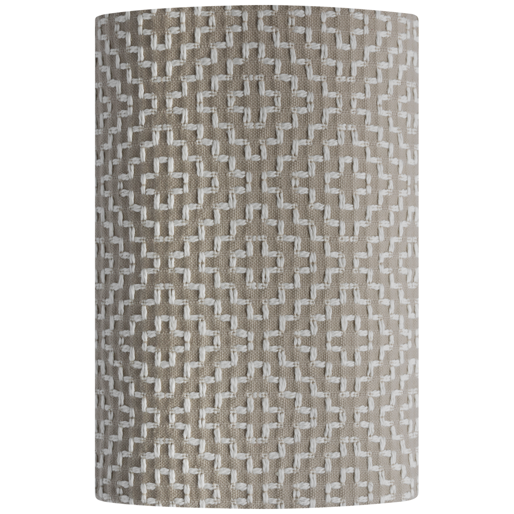 Maeve 8" Shield Sconce | Hand-Rubbed Antique Brass | Schumacher Dove Soho Weave Shield