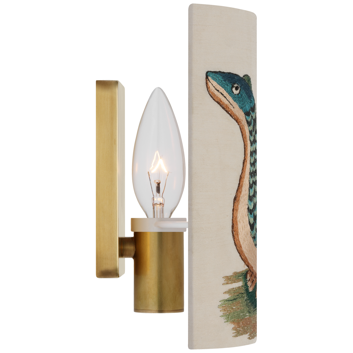 Maeve 8" Shield Sconce | Hand-Rubbed Antique Brass | Schumacher Royal Silk Shield