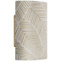 Maeve 8" Shield Sconce | Hand-Rubbed Antique Brass | Schumacher Taupe Abstract Leaf Shield