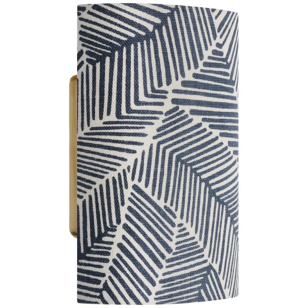 Maeve 8" Shield Sconce | Hand-Rubbed Antique Brass | Schumacher Navy Abstract Leaf Shield