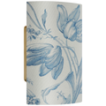 Maeve 8" Shield Sconce | Hand-Rubbed Antique Brass | Schumacher Delft Toile De Fleurs Shield