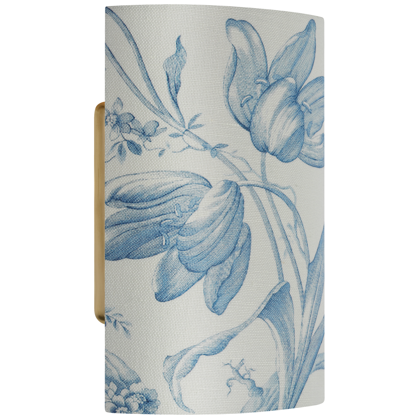 Maeve 8" Shield Sconce | Hand-Rubbed Antique Brass | Schumacher Delft Toile De Fleurs Shield