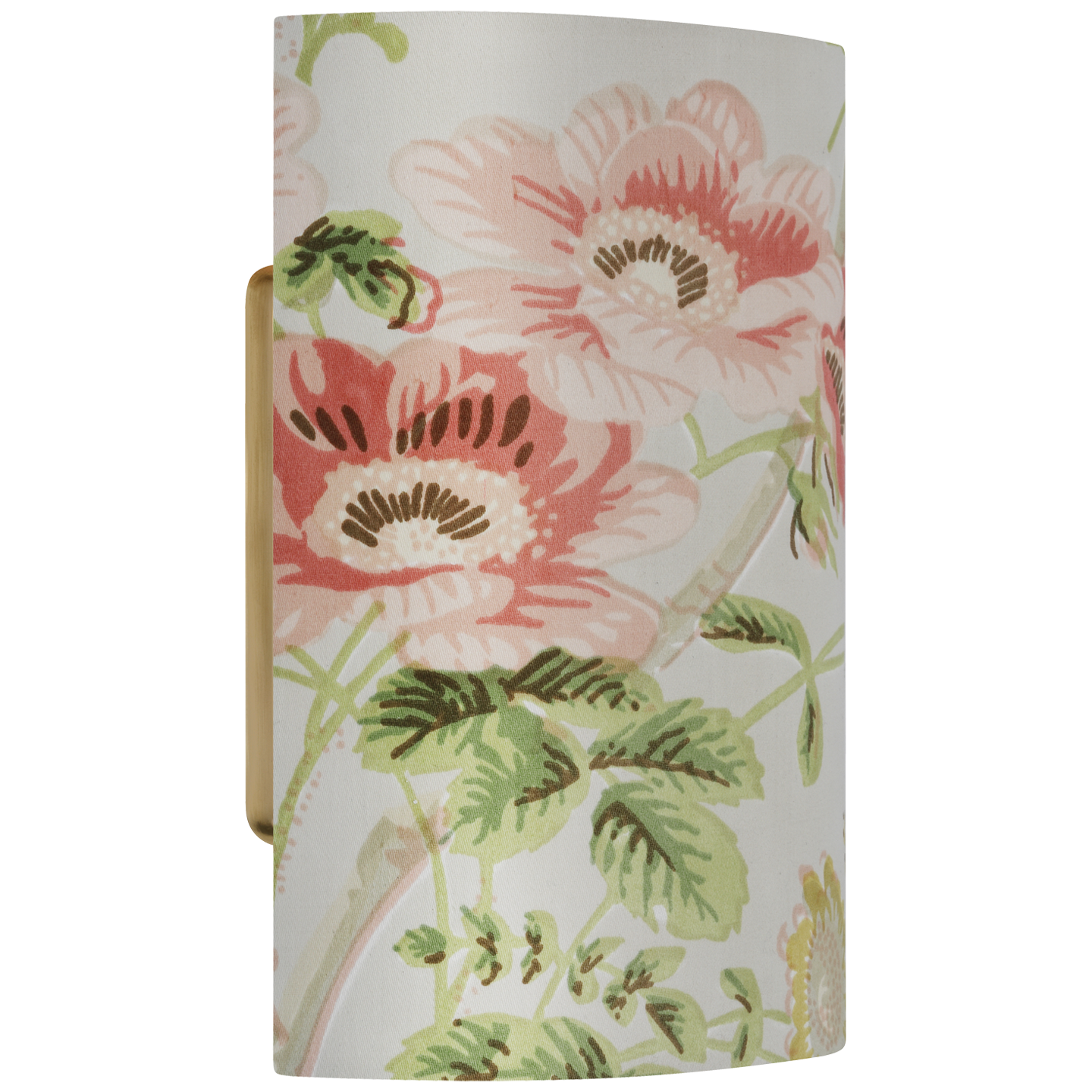 Maeve 8" Shield Sconce | Hand-Rubbed Antique Brass | Schumacher Blush Salisbury Chintz Shield