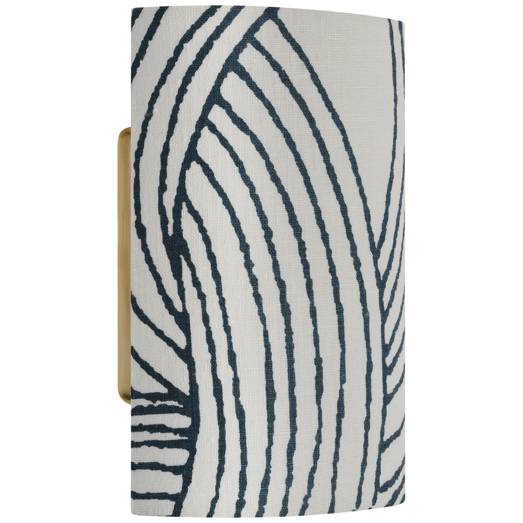 Maeve 8" Shield Sconce | Hand-Rubbed Antique Brass | Schumacher Blue Freeform Shield