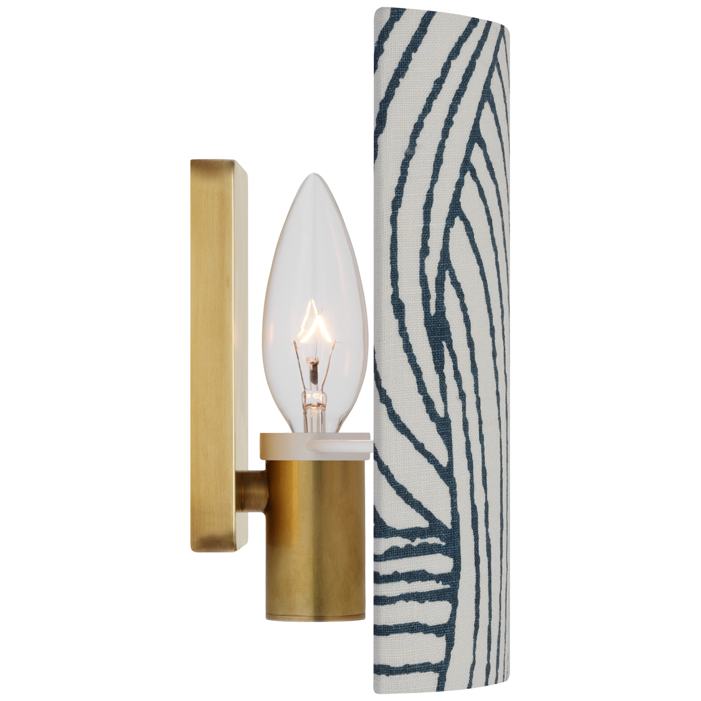 Maeve 8" Shield Sconce | Hand-Rubbed Antique Brass | Schumacher Blue Freeform Shield