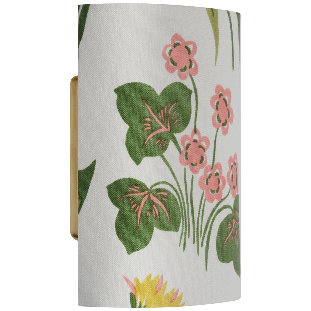 Maeve 8" Shield Sconce | Hand-Rubbed Antique Brass | Schumacher Pink Carly Shield