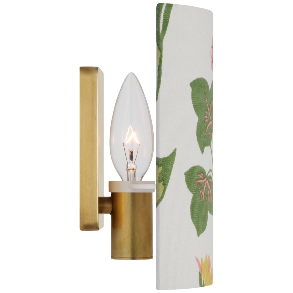 Maeve 8" Shield Sconce | Hand-Rubbed Antique Brass | Schumacher Pink Carly Shield