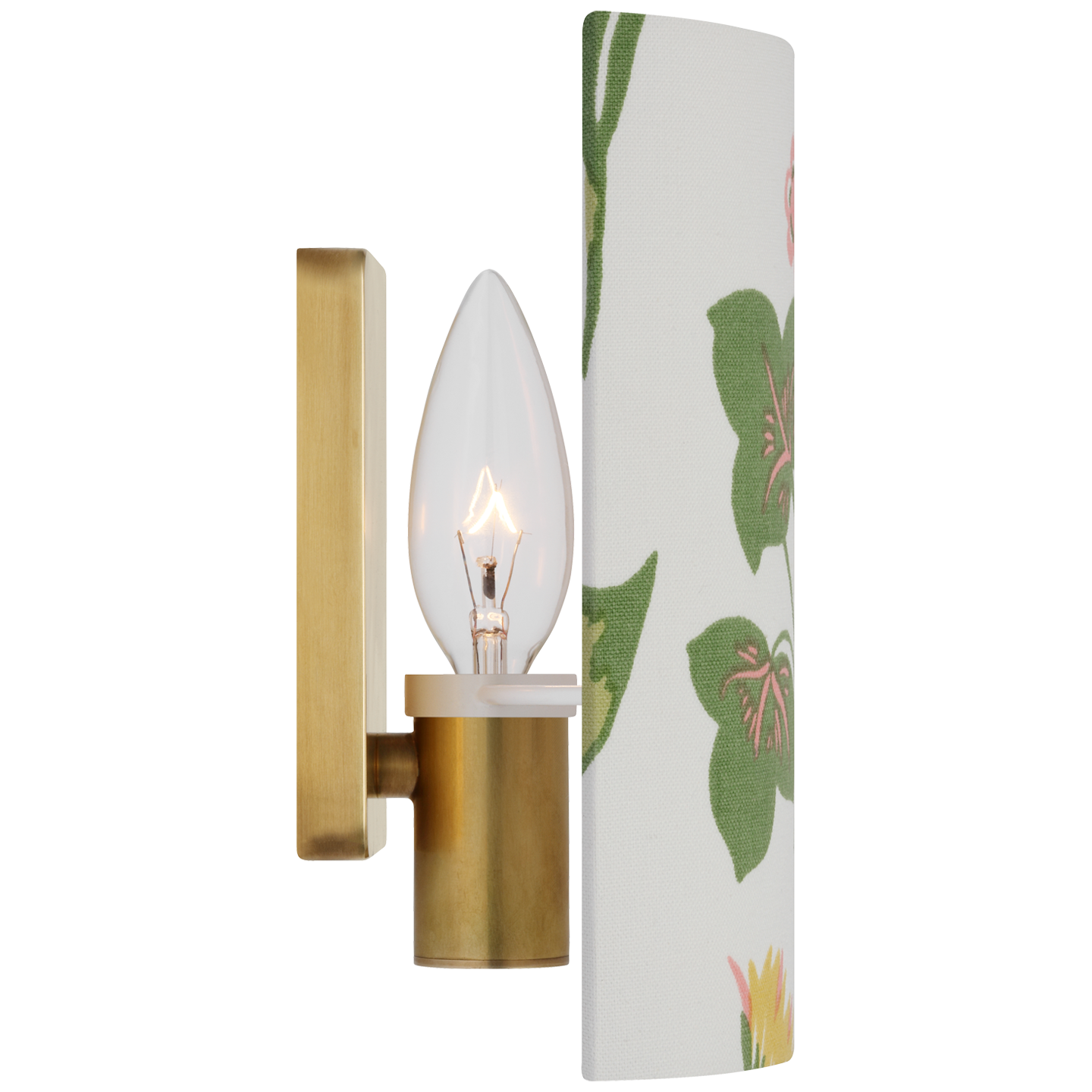 Maeve 8" Shield Sconce | Hand-Rubbed Antique Brass | Schumacher Pink Carly Shield
