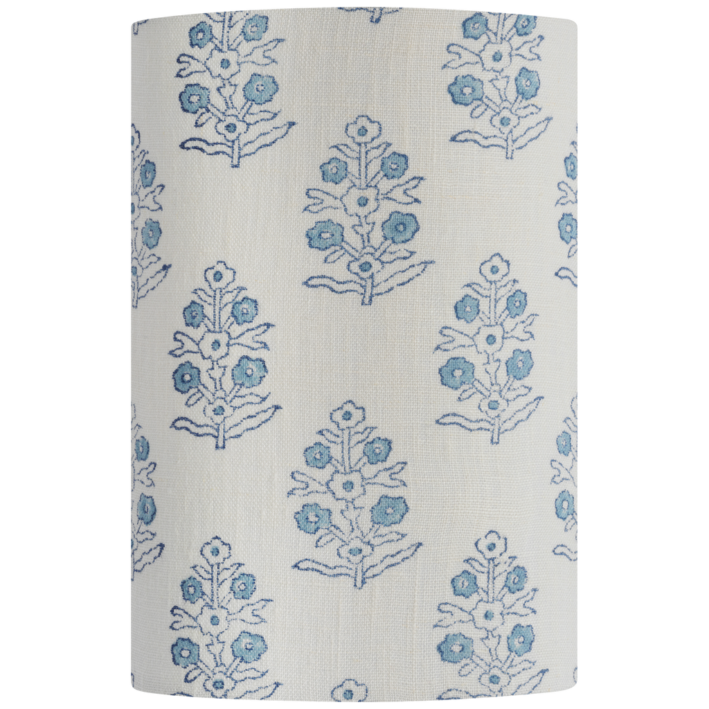 Maeve 8" Shield Sconce | Hand-Rubbed Antique Brass | Schumacher Blue Aditi Shield