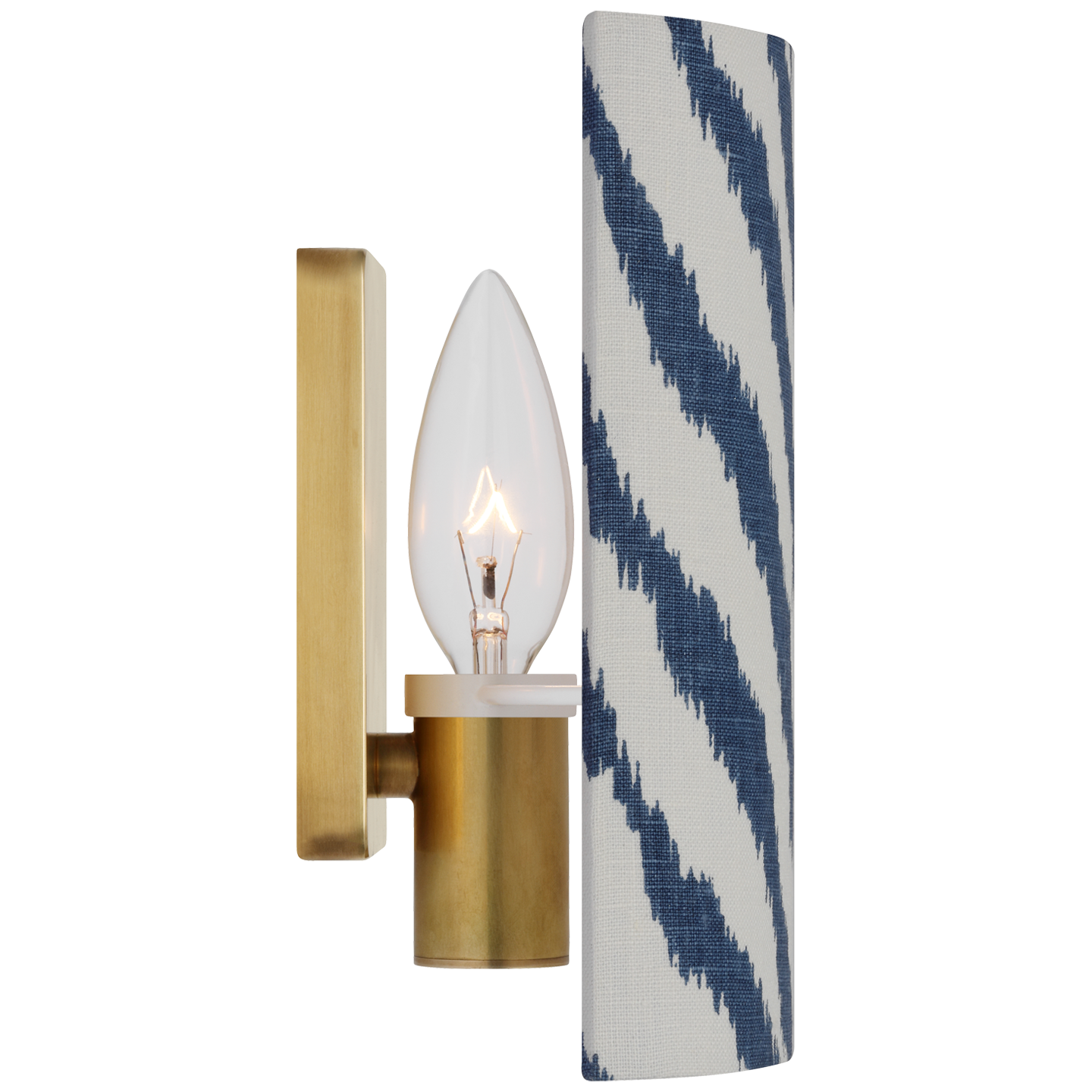 Maeve 8" Shield Sconce | Hand-Rubbed Antique Brass | Schumacher Blue Quincy Shield