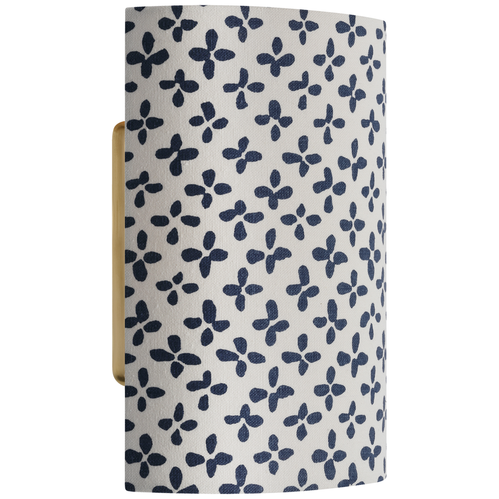 Maeve 8" Shield Sconce | Hand-Rubbed Antique Brass | Schumacher Blue Emerson Shield