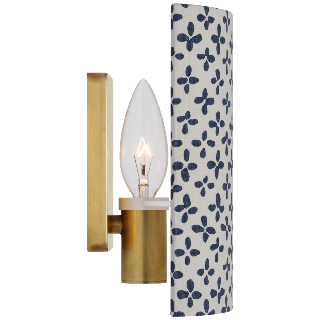 Maeve 8" Shield Sconce | Hand-Rubbed Antique Brass | Schumacher Blue Emerson Shield