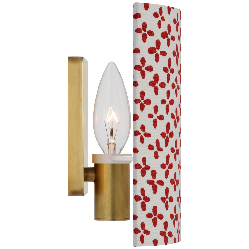 Maeve 8" Shield Sconce | Hand-Rubbed Antique Brass | Schumacher Red Emerson Shield