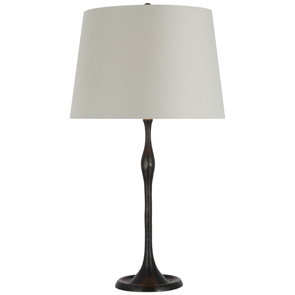 Romero Medium Table Lamp | Bronze | Schumacher 16" Blue Charee Stripe Empire Shade