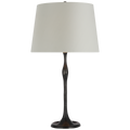 Romero Medium Table Lamp | Bronze | Schumacher 16" Blue Charee Stripe Empire Shade