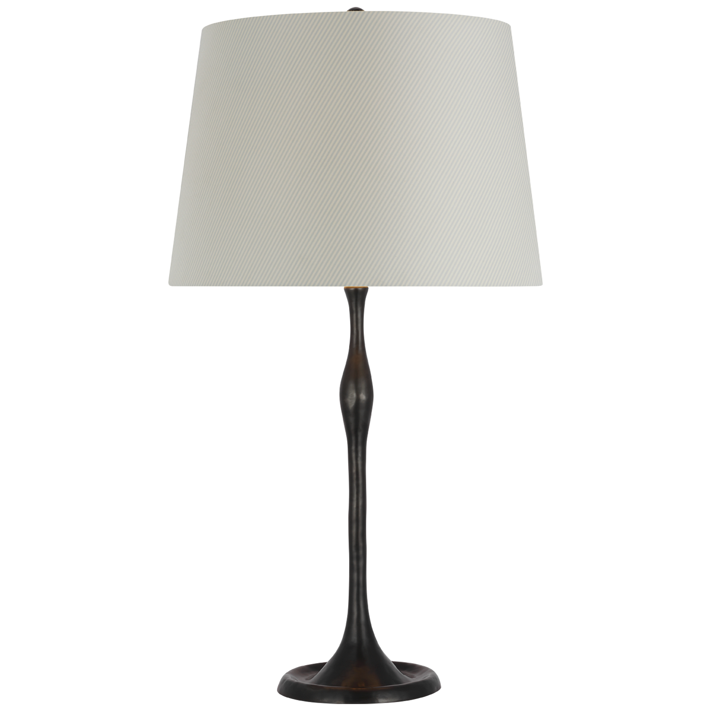Romero Medium Table Lamp | Bronze | Schumacher 16" Blue Charee Stripe Empire Shade