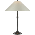 Romero Medium Table Lamp | Bronze | Schumacher 19" Blue Charee Stripe Flare Shade