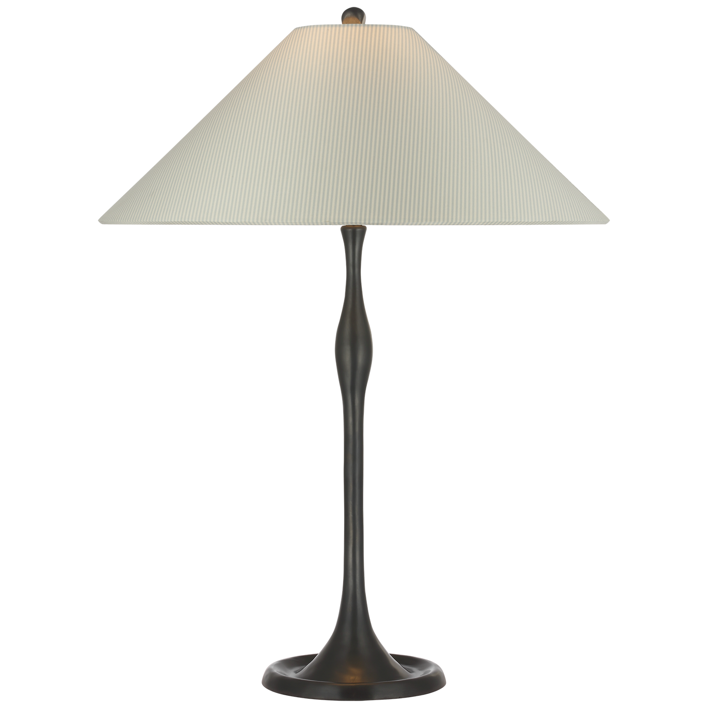Romero Medium Table Lamp | Bronze | Schumacher 19" Blue Charee Stripe Flare Shade