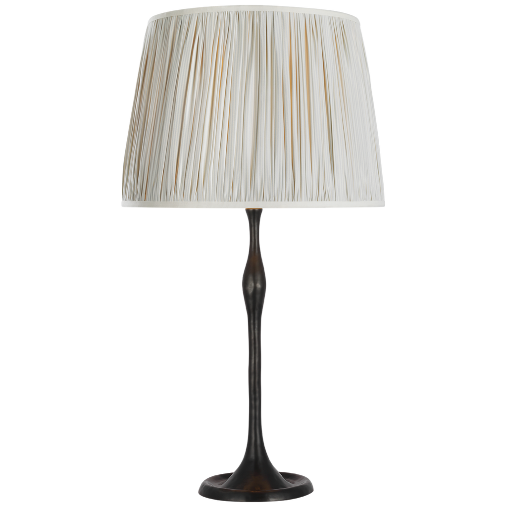 Romero Medium Table Lamp | Bronze | Schumacher 16" Blue Charee Stripe Pleated Empire Shade