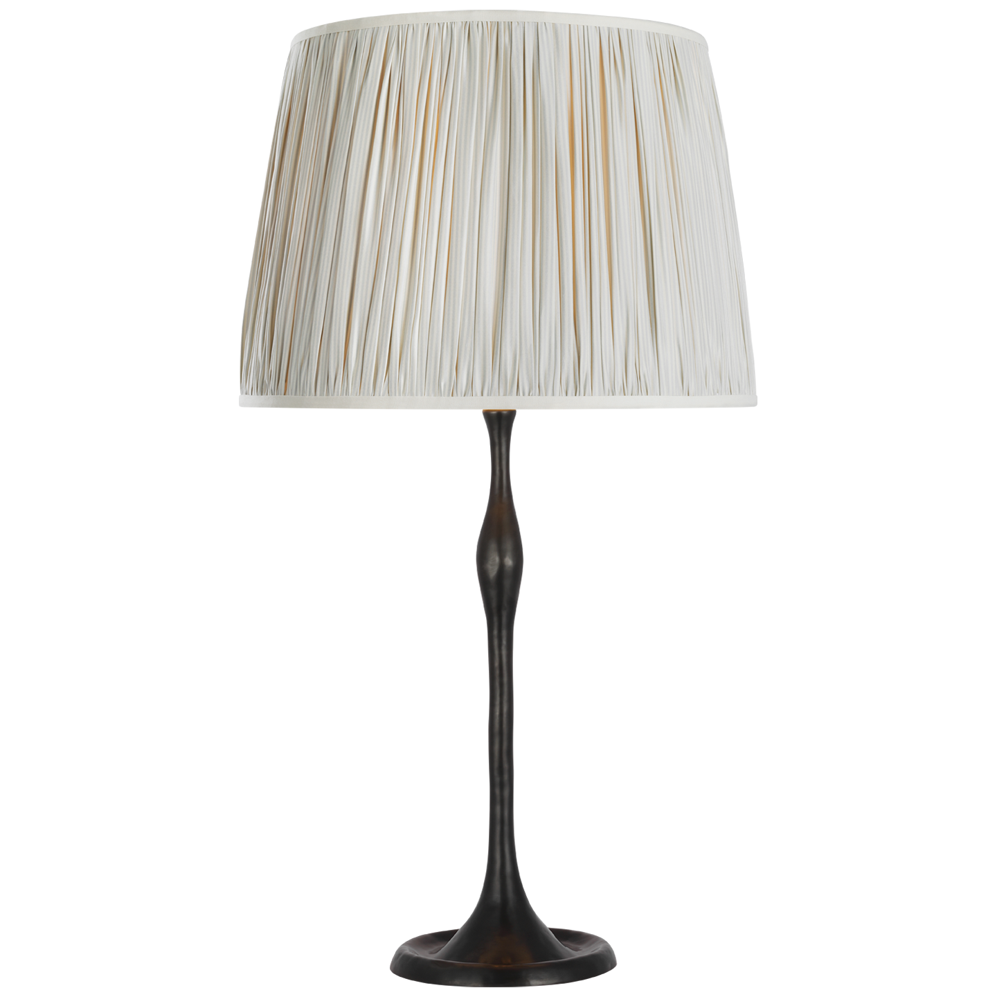 Romero Medium Table Lamp | Bronze | Schumacher 16" Blue Charee Stripe Pleated Empire Shade
