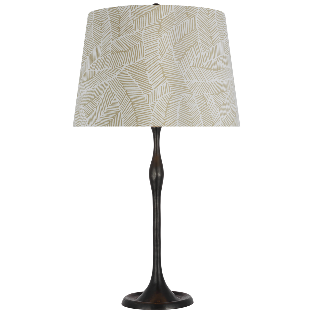 Romero Medium Table Lamp | Bronze | Schumacher 16" Taupe Abstract Leaf Empire Shade