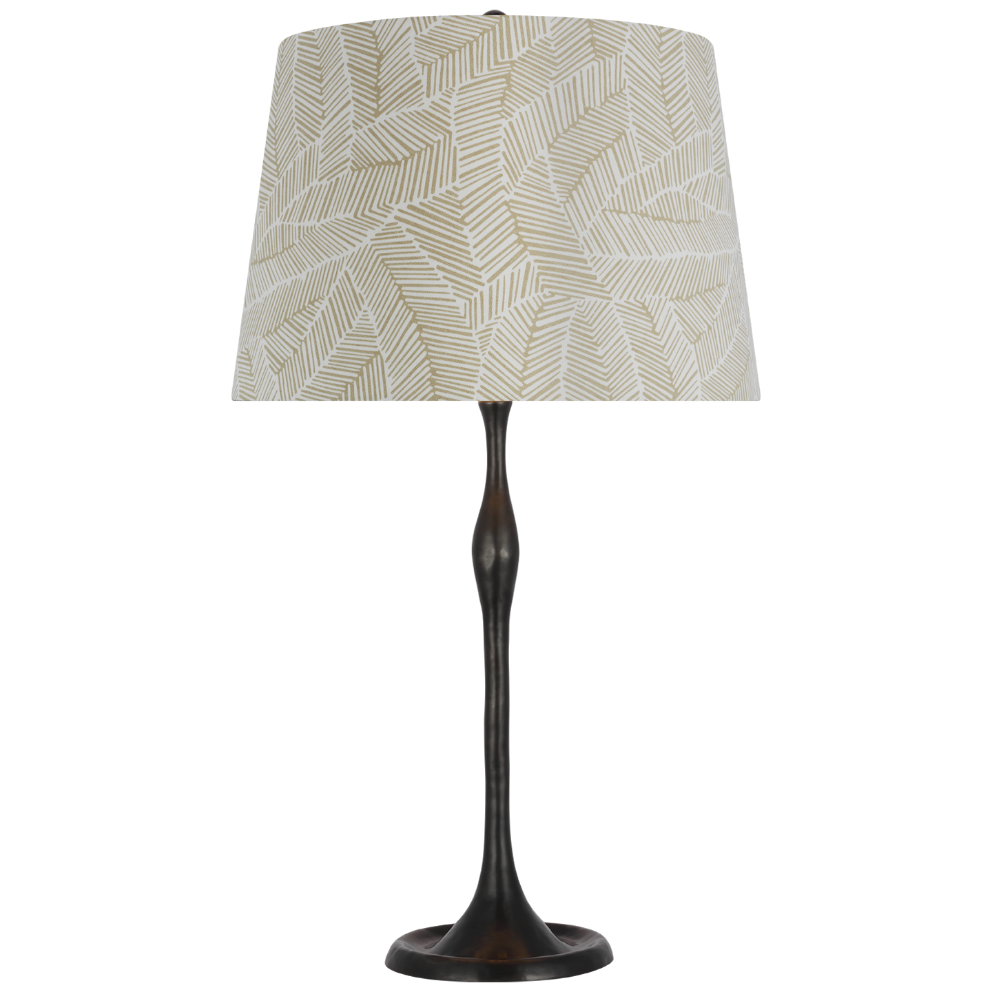 Romero Medium Table Lamp | Bronze | Schumacher 16" Taupe Abstract Leaf Empire Shade