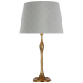 Romero Medium Table Lamp | Hand-Rubbed Antique Brass | Schumacher 16" Sky Elin Check Empire Shade