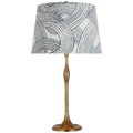 Romero Medium Table Lamp | Hand-Rubbed Antique Brass | Schumacher 16" Blue Freeform Empire Shade