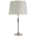 Romero Medium Table Lamp | Polished Nickel | Schumacher 16" Blue Charee Stripe Empire Shade