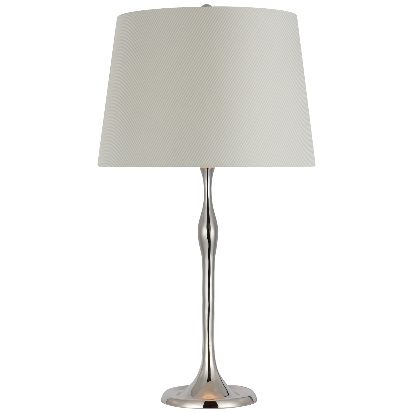 Romero Medium Table Lamp | Polished Nickel | Schumacher 16" Blue Charee Stripe Empire Shade